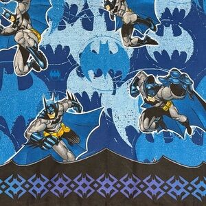 Vintage DC Comics Batman Twin Flat Sheet Blue Superhero Bedding